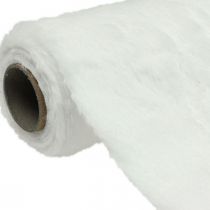 Bieżnik na stół ze sztucznego futra biały ozdobny futerkowy pasek na stół 15×200cm