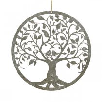 Dekoracja okienna sprężyna, dekoracja wisząca drzewko metalowe szare Ø25cm 2szt
