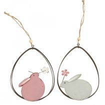Dekoracja okienna Zając wielkanocny metalowa ozdoba wisząca Wielkanoc 15cm 4szt