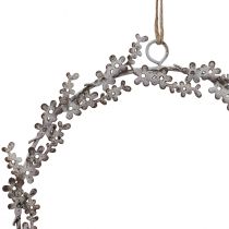 Produkt Dekoracja okna, wianek na drzwi, wianek kwiatowy w stylu shabby chic, metal, biały, Ø16,5 cm