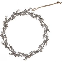 Produkt Dekoracja okna, wianek na drzwi, wianek kwiatowy w stylu shabby chic, metal, biały, Ø16,5 cm