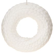 Produkt Filcowa dekoracja wełniany wieniec dekoracyjny w kolorze białym do zawieszenia Ø25cm
