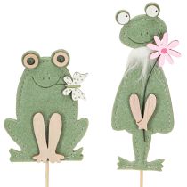 Produkt Filcowe żaby dekoracyjne wtyczki – sprężyste wtyczki do roślin do kwiatów i kompozycji 10 cm 12 szt.