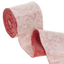Produkt Filcowa wstążka, 100% wełna, dwukolorowa, jako podkładka pod garnek, filcowa wstążka biało-czerwona, 15 cm x 5 m