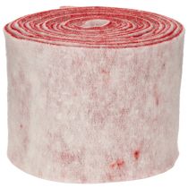 Produkt Filcowa wstążka, 100% wełna, dwukolorowa, jako podkładka pod garnek, filcowa wstążka biało-czerwona, 15 cm x 5 m