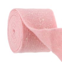 Wstążka filcowa różowa w kropki 15cm 5m