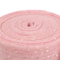 Wstążka filcowa różowa w kropki 15cm 5m