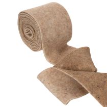 Produkt Filcowa wstążka wełniana, dwukolorowa, sprzedawana na metry do projektów kreatywnych, brązowo-biała, 15 cm x 5 m