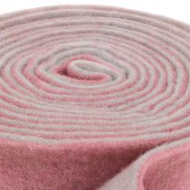 Produkt Wstążka filcowa, wstążka do garnka dwukolorowa stary róż/szary 15cm 5m
