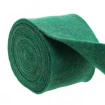 Taśma filcowa, taśma doniczkowa, filc wełniany zielony, połyskujący złoty 15cm 5m