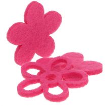 Filcowy kwiatek do rozsypania różowy jako zestaw dekoracyjny Ø4cm 72szt.
