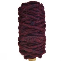 Sznurek filcowy wełniany z drutem Drut Rauris fioletowy ciemny 20m