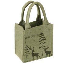 Produkt Torebka filcowa Merry Christmas mała z uchwytami Zielona 15×10cm