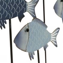 Ławica ryb ozdobnych metalowa rybka na drewnianej podstawie 32×7×30cm