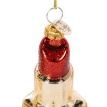 Produkt Ozdoba choinkowa: flakon perfum i szminka z nadrukiem w panterkę, 11 cm, 2 sztuki
