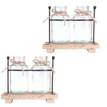 Produkt Butelka Wazon Ozdobne Butelki Szklane Drewniane 23x12x19,5cm 2szt