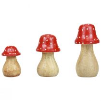 Muchomor grzyby dekoracyjne grzyby drewniane jesienna dekoracja H6/8/10cm zestaw 3 szt