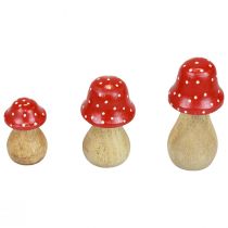 Muchomor grzyby dekoracyjne grzyby drewniane jesienna dekoracja H6/8/10cm zestaw 3 szt