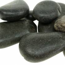 Kamyki rzeczne czarne matowe, kamienie naturalne, kamienie ozdobne dł.15–60mm szer.15–40mm 2kg