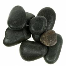 Kamyki rzeczne czarne matowe, kamienie naturalne, kamienie ozdobne dł.15–60mm szer.15–40mm 2kg