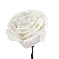 Róża piankowa biała z masą perłową Ø10cm 6szt
