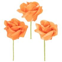 Produkt Sztuczna róża pomarańczowa, kwiat 5cm, pojedyncza, 100 sztuk