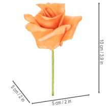 Produkt Sztuczna róża pomarańczowa, kwiat 5cm, pojedyncza, 100 sztuk