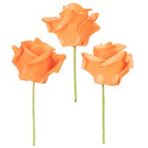 Produkt Sztuczna róża pomarańczowa, kwiat 5cm, pojedyncza, 100 sztuk