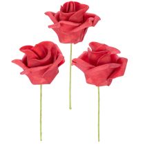 Produkt Sztuczny kwiat róży czerwonej z łodygą, 5cm, 100 szt.