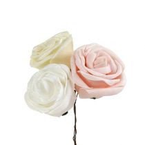 Róże piankowe Mix Ø6cm Białe, Kremowe, Różowe Perłowe 24szt.