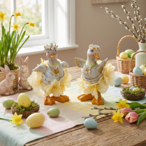 Produkt Dekoracyjna figurka kaczki w kwiecistej sukience, wiosenna, szczegółowy dodatek do letniej dekoracji, 11 cm, 2 sztuki