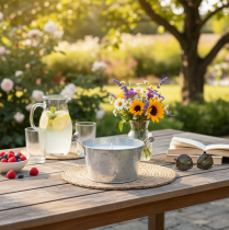 Produkt Świeca w wiaderku cynkowym do nastrojowej dekoracji tarasu i balkonu 15cm