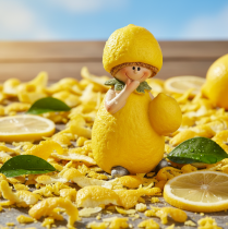 Produkt Figurki dzieci w kształcie cytryny, słodka dekoracja stołu na lato w stylu vintage, do salonów i na balkon, 9 cm, 3 sztuki