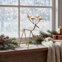 Produkt Metalowy świecznik dekoracyjny w kształcie jelenia wys. 44,5cm