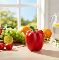 Produkt Dekoracyjny manekin do żywności z papryką warzywną, czerwony, wys. 10 cm