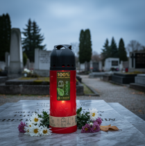 Produkt Znicz grobowy, świeca ICP z oleju roślinnego, czerwona, na pamiątkę, wys. 24 cm