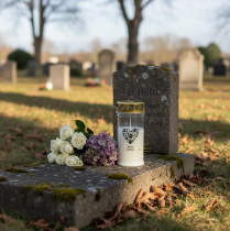 Produkt Znicz nagrobny serce psa z łapek białe złoto Ø7cm wys.16,5cm