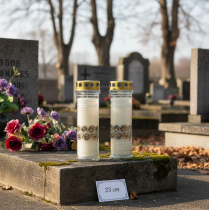 Produkt Znicze nagrobne białe róże światło żałobne Ø7cm W23,5cm 100h 2szt