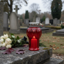 Produkt Znicze nagrobne czerwone znicze żałobne znicze Ø10cm W18cm 4 szt