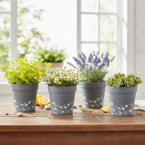 Produkt Doniczka z kwiatowym wzorem do nowoczesnej dekoracji domu i letniego balkonu, 13 cm, 4 sztuki