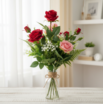 Produkt Róża gałązka jedwabny kwiat sztuczna róża czerwona 72cm