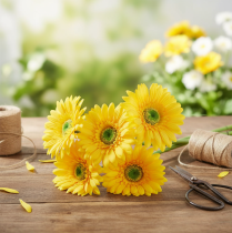 Produkt Sztuczne Kwiaty Gerbera Sun Żółty Kwiat Ogrodowy 47cm