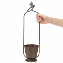 Produkt Doniczka vintage z kratką, wzór ważki, metal, Ø16/H62cm