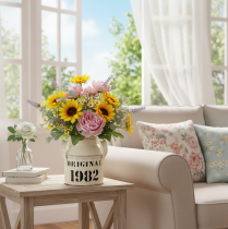 Produkt Dzbanek dekoracyjny metalowy „Oryginał 1982” Kremowo-rdzawy wys. 13 cm 2 szt.