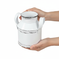 Produkt Dekoracyjny metalowy dzbanek z uchwytami, biały i czarny, wys. 13 cm, 2 szt.
