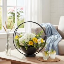 Produkt Miska z nóżką, pierścień dekoracyjny, metal, antracyt, wys. 29 cm, 2 sztuki