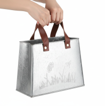 Produkt Torebka dekoracyjna, srebrna, biała, brązowa, metalowa, doniczka, dł. 22 cm, 2 sztuki