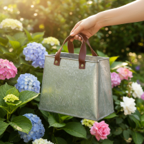 Produkt Torebka dekoracyjna, srebrna, biała, brązowa, metalowa, doniczka, dł. 22 cm, 2 sztuki