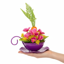 Produkt Filiżanka dekoracyjna metalowa Ø16cm wys.9cm filiżanka ze spodkiem fioletowa 2 szt.