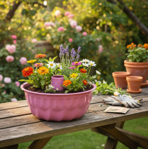 Produkt Metalowa miska dekoracyjna, forma do pieczenia, ciasto Bundt, różowa, Ø23cm, wys.12cm